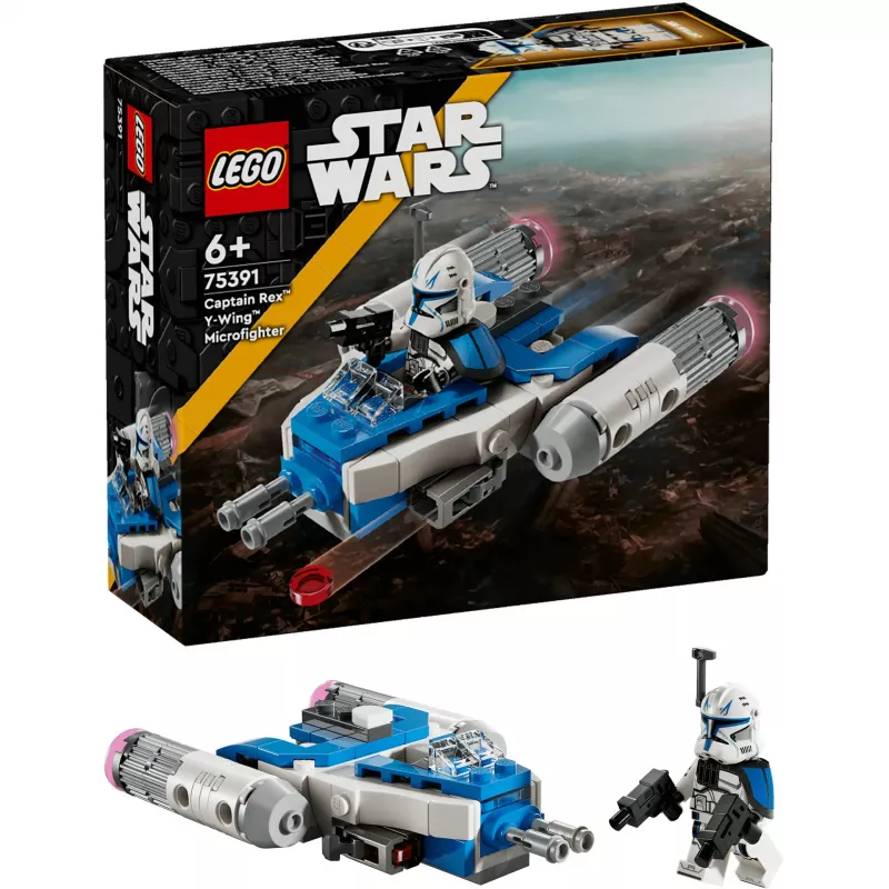LEGO Star Wars: Captain Rex Y-Wing Microfighter — būvējams zvaigžņu kuģis ar minifigūru, 99 detaļas, 6+ gadiem