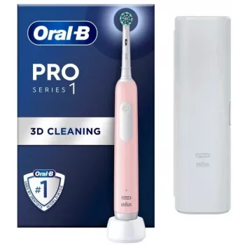 Elektriskā zobu birste Oral-B Pro Series 1 rozā — uzlādējama, 3D tīrīšanas darbība
