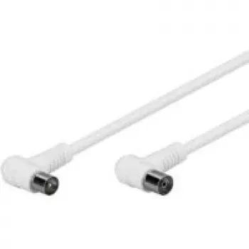 Wentronic Goobay Antenas leņķa savienojuma kabelis, 100% ekranēts, balts, 5 m - Coax spraudnis 90° Koax ligzda 90° (67356)