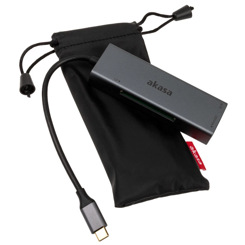 Akasa AK-CR-09BK USB 3.2 Gen1 Type-C 3-in-1 atmiņas karšu lasītājs