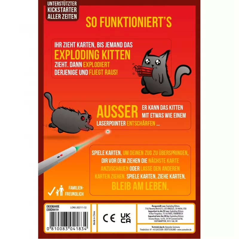 Exploding Kittens - 2 spēlētājiem, kāršu spēle