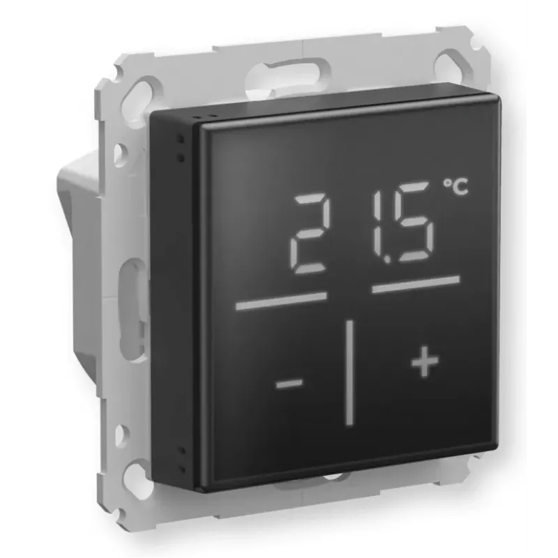 Homematic IP stikla sienas termostats ar CO₂ sensoru — melns, 230 V, IP20