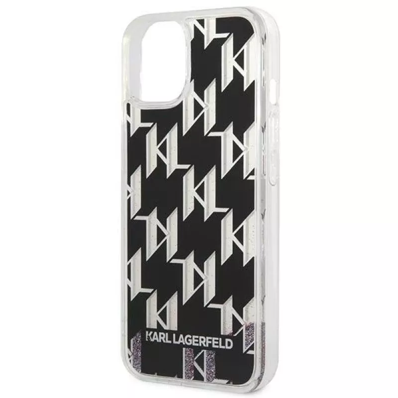 Karl Lagerfeld KLHCP14MLMNMK cietais maciņš iPhone 14 Plus 6.7 melns/melns Liquid Glitter Monogram