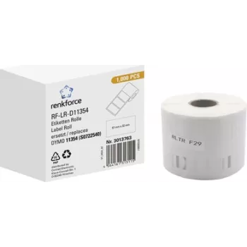 Renkforce etiķešu ruļļa saderīgs ar DYMO 11354, S0722540 57 x 32 mm Papīrs Balts 1000 gab. pastāvīgā līme Universālās etiķetes RF-6027526
