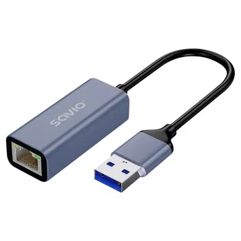 Tīkla interfeisa adapteris SAVIO AK-83 USB Type-A uz RJ-45 vīrišķais, 5 Gbit/s, melns