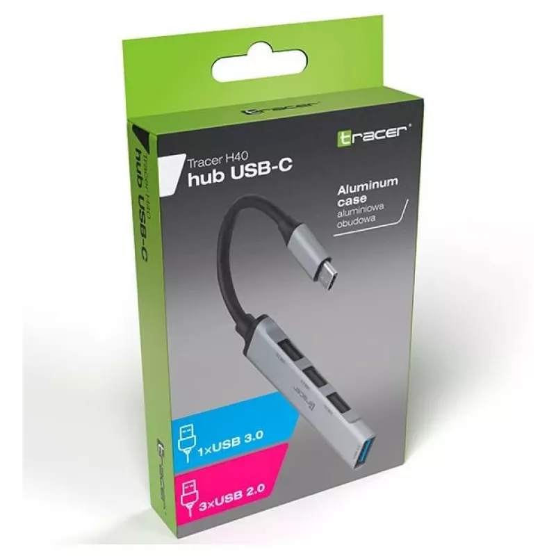 TRACER H40 USB Type-C alumīnija centrmezgls 4 porti USB 3.0/2.0