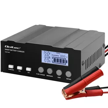 Akumulatora lādētājs QOLTEC 52491 mikroprocesors 12V/12.6V/24V ar LCD