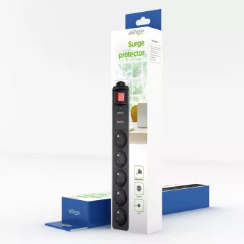 Gembird SPF5-C-10 Pārsprieguma aizsargs Melns 5 AC kontaktligzdas 250 V 3 M