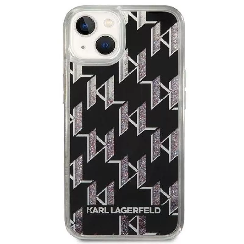 Karl Lagerfeld KLHCP14MLMNMK cietais maciņš iPhone 14 Plus 6.7 melns/melns Liquid Glitter Monogram