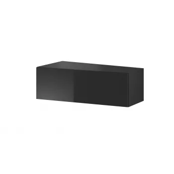 TV statīvs Cama Meble VIGO SLANT '90' – 900×400×300 mm, melna virsma (skaidu plātne), melns rāmis, spīdums
