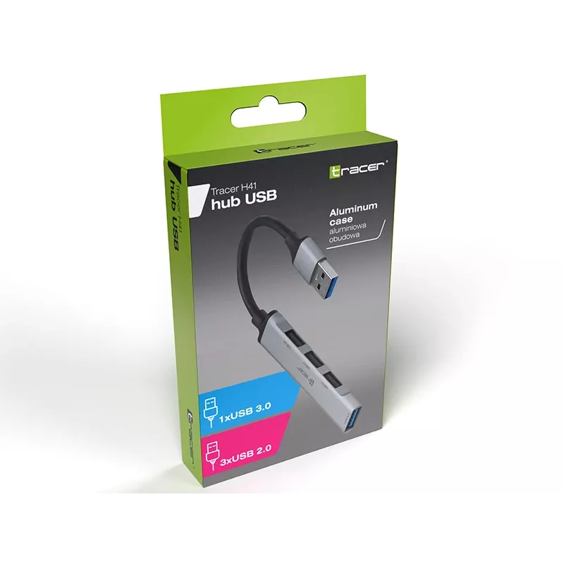 USB sadalītājs Tracer H41 ar 4 portiem, USB 3.0, alumīnija korpusā