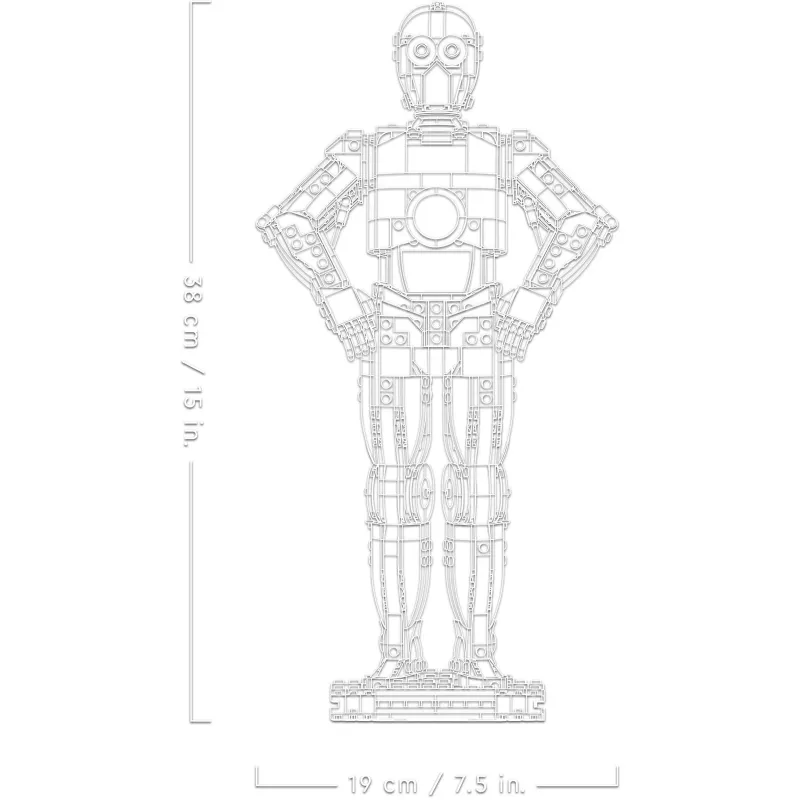 LEGO būvējama figūra Star Wars C-3PO modelis 75398 — 1138 gab., 380 mm displeja kolekcionējams