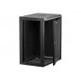 NETRACK 019-150-645-022 sienas/piekares skapis 19 inch 15U/450 mm stikla durvis melns noņemami sānu paneļi