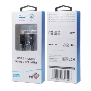 USB-C kabelis TB AKTBXKUCCIND10B 1 m 100W ar LED uzlādes indikatoru