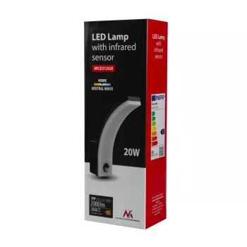 LED sienas lampa MACLEAN MCE512 GR ar kustības sensoru