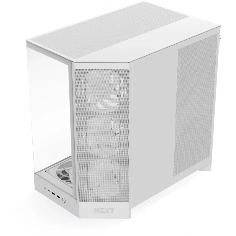 PC korpuss NZXT H9 Flow RGB+ — balts, ATX/EATX/Micro-ITX, rūdīts stikls, 3x140mm priekšā + 1x120mm aizmugurē