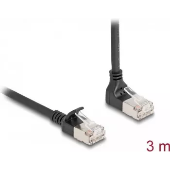 DeLOCK RJ45 Cat.6A tīkla kabelis 3m Melns 90° Leņķis Uz Leju