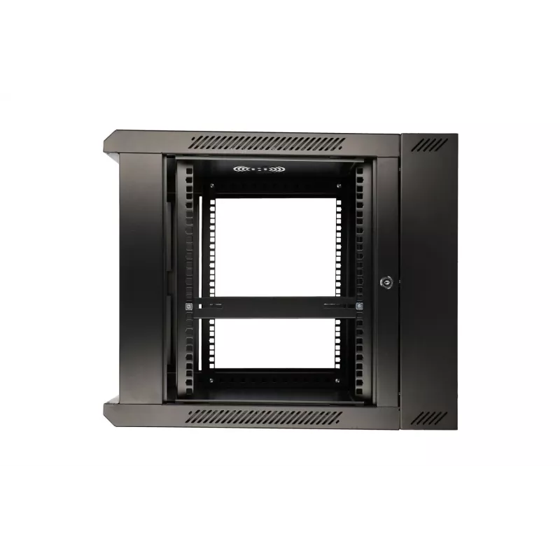 Extralink Rack skapis 9U 600x600 AZH Melns, sienas stiprinājums, veramās durvis