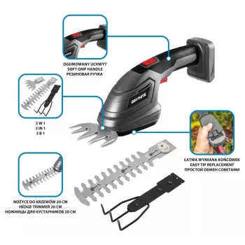 Dzīvžogu elektriskās šķēres GRAPHITE 58GE119, svars 1.09 kg, asmens dziļums 265 mm
