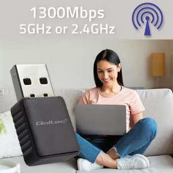Bezvadu USB adapteris QOLTEC 56988 Dual Band 1300Mbps USB 3.0