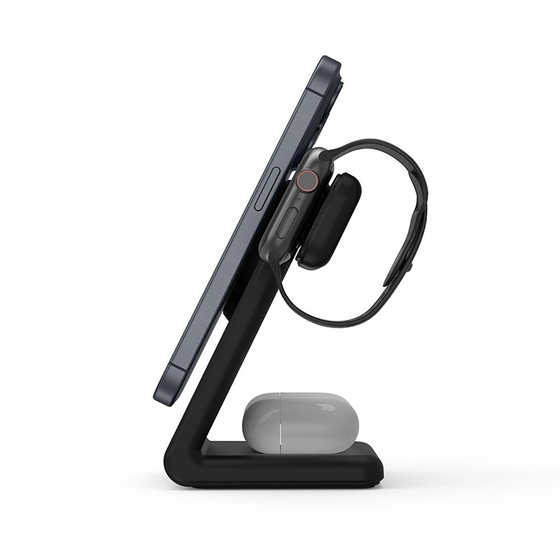 Crong CRG-MSPS-BLK iekštelpu lādētājs viedpulksteņiem, melns, bezvadu, Lightning/USB
