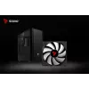 PC korpuss SAVIO Noctis Flow — Cube Mini-ITX/Micro-ATX/ATX, 3x120mm priekšā, 1x120mm aizmugurē, 2x3.5 collu + 3x2.5 collu sloti, rūdīts stikls