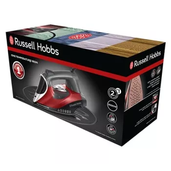 Russell Hobbs 25090-56 gludeklis sausai un tvaika gludināšanai, keramikas zole, 2600 W, melns, pelēks, sarkans