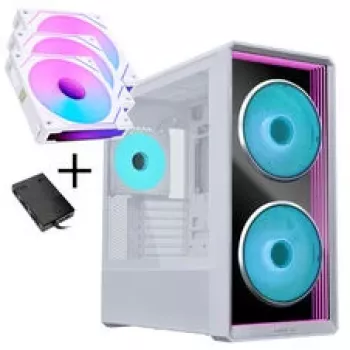 Lian Li LANCOOL 217 INF PC korpuss komplektā + 3x UNI FAN SL-INF 120 Reverse Blade ventilators - Balts