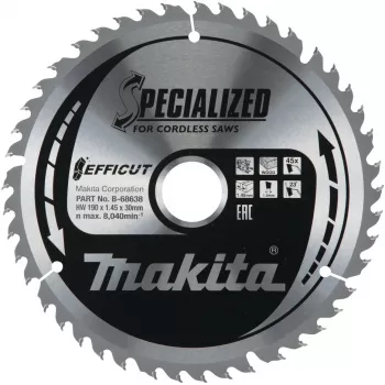 Makita Efficut ripzāģa disks - kokam, metālam - 190 mm - 45 zobi (B-68638)
