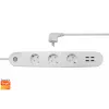 Viedā pagarinātāja Denver SHP-300U 3× Type E kontaktligzdas 4× USB-A Balta