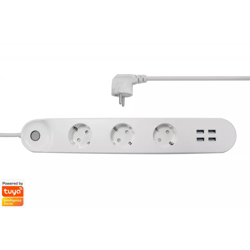 Viedā pagarinātāja Denver SHP-300U 3× Type E kontaktligzdas 4× USB-A Balta