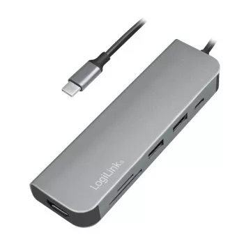 LogiLink UA0343 USB-C daudzportu centrmezgls alumīnija USB 3.2 2. gen