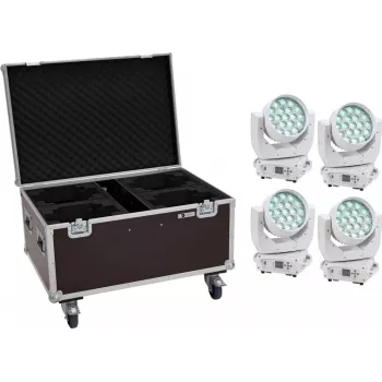 Kustīga galvas wash gaisma EUROLITE TMH-X4 4× LED ar riteņu koferi