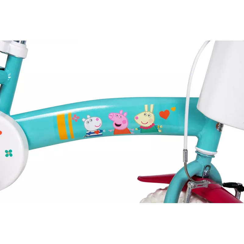 Bērnu velosipēds Toimsa TOI1198 12 collu Peppa Pig dizains, putuplasta riepas, priekšējā bremze, sānu riteņi, grozs