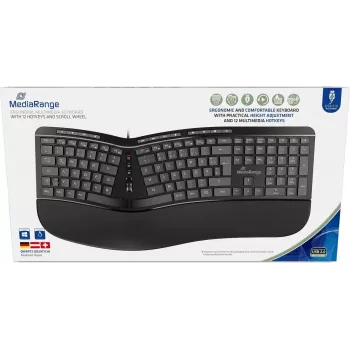 MediaRange ergon. Multivides tastatūra 124 taustiņi, skrūvju radiāls, melna (MROS120)