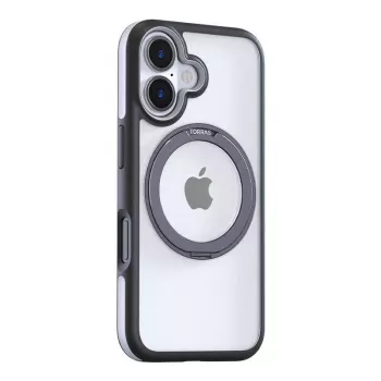 Aizsargmaciņš Torras Ostand R Fusion iPhone 16 Plus — Melns, plāns cietais korpuss