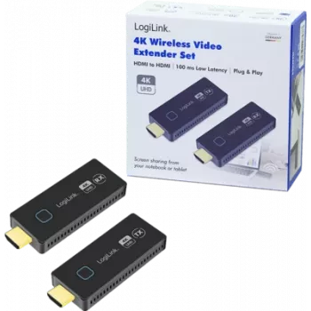 Bezvadu HDMI pārraides komplekts LOGILINK HDW0102 — 30 m darbības rādiuss, HDMI raidītājs un uztvērējs