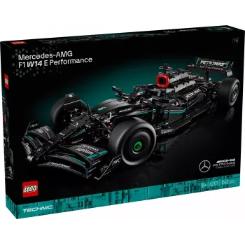 LEGO Technic modelis Mercedes‑AMG F1 W14 E Performance — 1432 gabali, ieteicamais vecums 18+