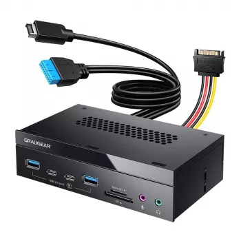 GrauGear G-MP03-CR-AU Daudzfunkcionāls priekšējais panelis 4 portu USB centrmezgls + karšu lasītājs (USB, SD, microSD)