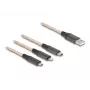 DeLOCK USB kabelis 1.2m USB 2.0 USB A USB C/Micro-USB B/Lightning Caurspīdīgs