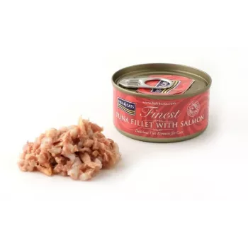 Slapjā barība kaķiem FISH4DOGS Tuncis ar lasi 70 g paciņa, pieaugušiem kaķiem, zivju garša, 85% mitrums