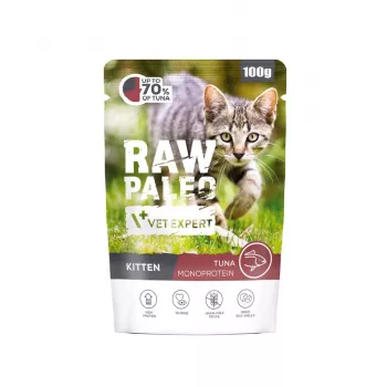 VETEXPERT Raw Paleo Kitten Tuna 100 g — slapjā barība kaķēniem bez graudiem