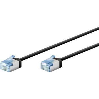 Goobay Ultra-Flexible CAT 6A Patch Cable slim U/FTP melns - īpaši īss spraudnis (74316)