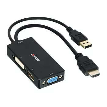 Lindy HDMI uz DisplayPort, DVI un VGA pārveidotājs, 0.15 m, 2160p, Melns