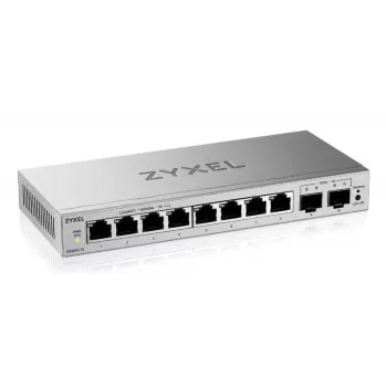 Pārvaldāms L2 Gigabit slēdzis Zyxel GS1200-10v3 — 8x Gigabit (10/100/1000), 20 Gbps, MAC 4000, galddators, pelēks