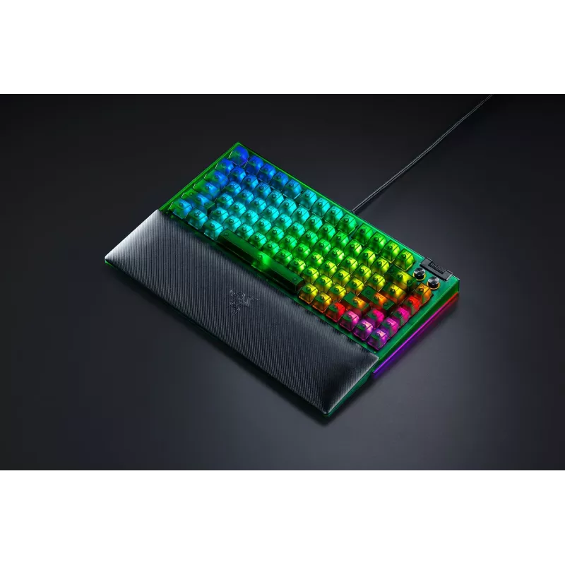 Mehāniskā spēļu tastatūra Razer BlackWidow V4 75% — Vadu ASV izkārtojums, Phantom Green Edition, Razer mehāniskie taustes slēdži