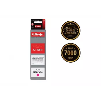 Activejet AC-G490M tintas kasetne (aizstāj Canon GI-490M; Supreme; 70 ml; 7000 lpp., magenta)