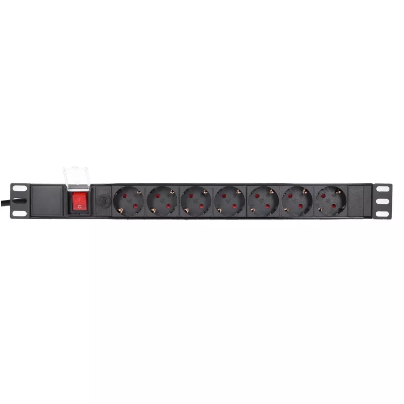 Strāvas sadalītājs Extralink 19 inch 1U 7 kontaktligzdas EU tipa PDU ar slēdzi