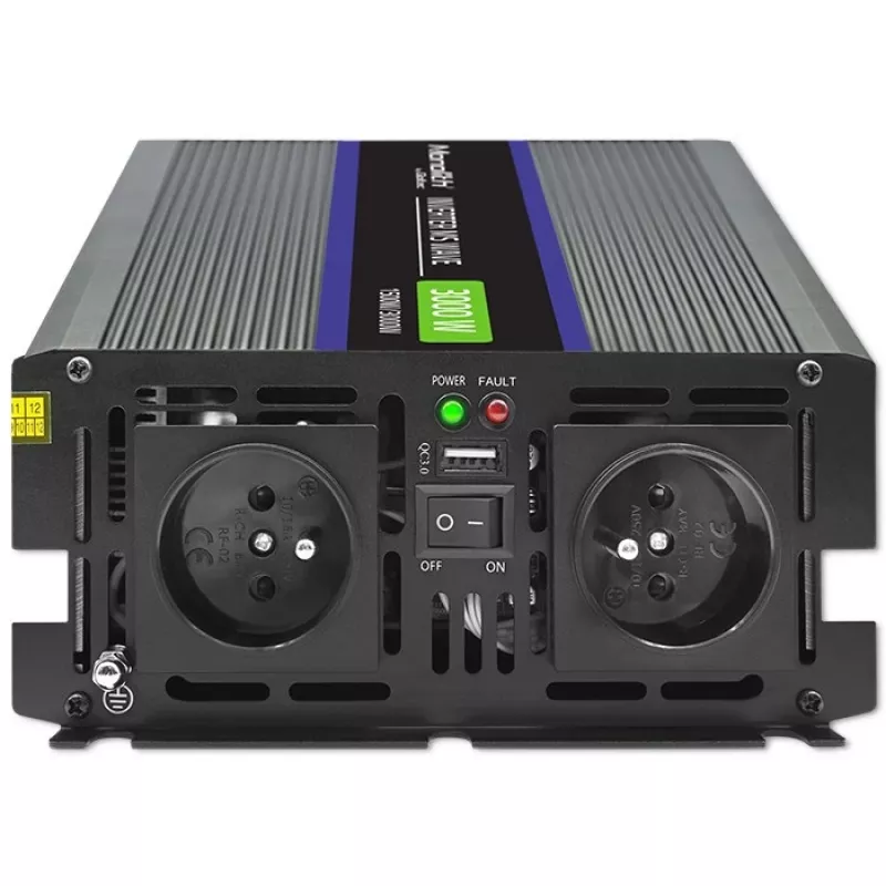 QOLTEC Monolith 3000 MS Wave tīkla invertors, 12V→230V, 1500/3000W, ar USB