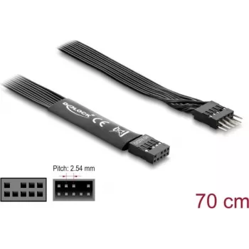 Paralēlais kabelis DELOCK 86058, 9-pin uz 9-pin, garums 0,7 m, melns